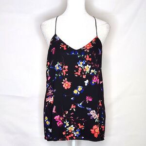 Express Black Bold Floral Hummingbird Print Chiffon Cami Tank Small Cottagecore